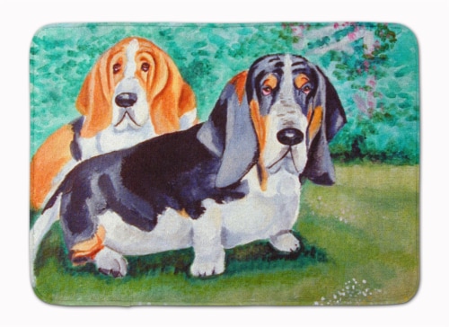 Basset Hound Double Trouble Machine Washable Memory Foam Mat Perspective: front