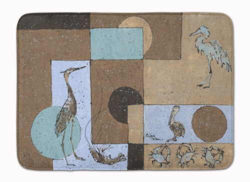 Carolines Treasures 8103-RUG Blue Heron Machine Washable Memory Foam Mat Perspective: front