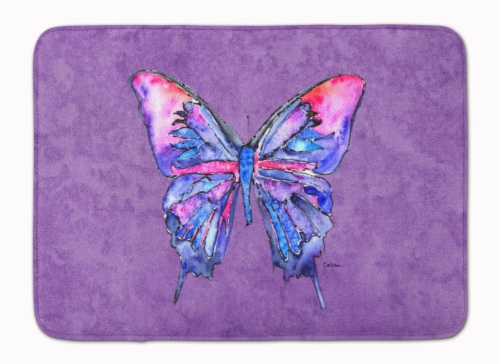 Carolines Treasures  8860RUG Butterfly on Purple Machine Washable Memory Foam Ma Perspective: front