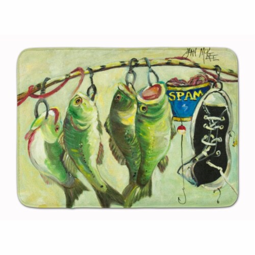 Recession Food Fish caught with Spam Machine Washable Memory Foam Mat Perspective: front
