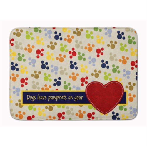 Dogs leave pawprints on your heart Machine Washable Memory Foam Mat Perspective: front