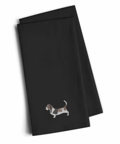 Carolines Treasures BB3402BKTWE Basset Hound Black Embroidered Towel Set of 2 Perspective: front