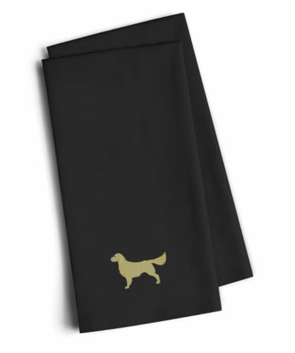 Carolines Treasures BB3404BKTWE Golden Retriever Black Embroidered Towel Set of Perspective: front