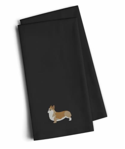 Carolines Treasures  BB3420BKTWE Corgi Black Embroidered Towel Set of 2 Perspective: front