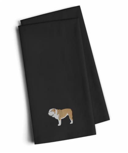 Carolines Treasures BB3462BKTWE English Bulldog Black Embroidered Towel Set of Perspective: front