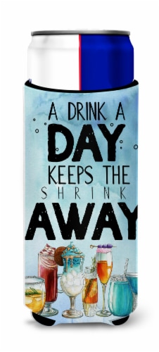 Carolines Treasures  BB5410MUK A Drink a Day Sign Ultra Hugger for slim cans Perspective: front