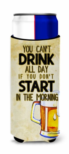 Start Drinking in the Morning Beer Ultra Hugger for slim cans Perspective: front
