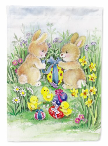 Carolines Treasures  APH0685GF Brown Easter Bunnies with Eggs Flag Garden Size Perspective: front