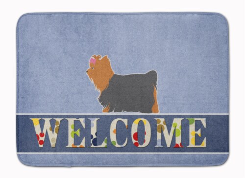 Yorkshire Terrier Yorkie Welcome Machine Washable Memory Foam Mat Perspective: front