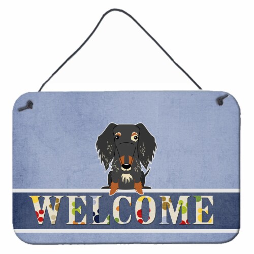 Wire Haired Dachshund Dapple Welcome Wall or Door Hanging Prints Perspective: front