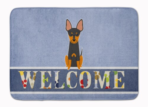 English Toy Terrier Welcome Machine Washable Memory Foam Mat Perspective: front