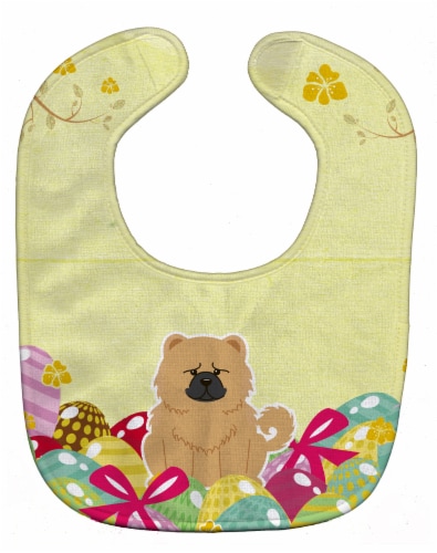 Carolines Treasures BB6144BIB Easter Eggs Chow Chow Cream Baby Bib Perspective: front