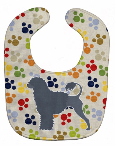 Carolines Treasures BB6373BIB Portuguese Water Dog Pawprints Baby Bib Perspective: front