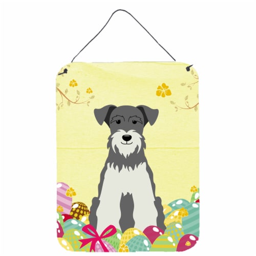 Easter Eggs Miniature Schnauzer Salt and Pepper Wall or Door Hanging Prints Perspective: front