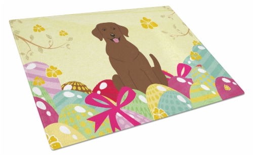 Carolines Treasures  BB6056LCB Easter Eggs Chocolate Labrador Glass Cutting Boar Perspective: front