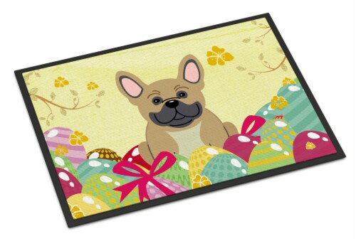 Easter Eggs French Bulldog Cream Indoor or Outdoor Mat 18x27 Perspective: front