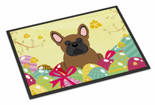 Easter Eggs French Bulldog Brown Indoor or Outdoor Mat 18x27 Perspective: front