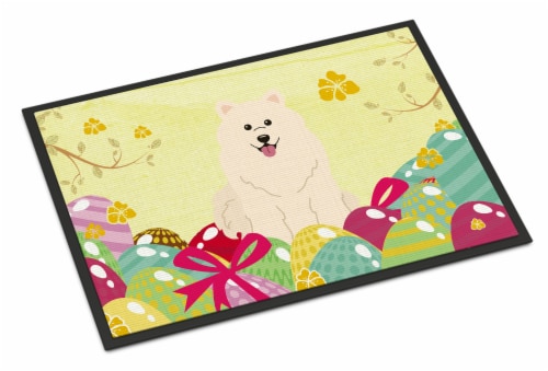 Carolines Treasures BB6030MAT Easter Eggs Samoyed Doormat 18x27 Perspective: front
