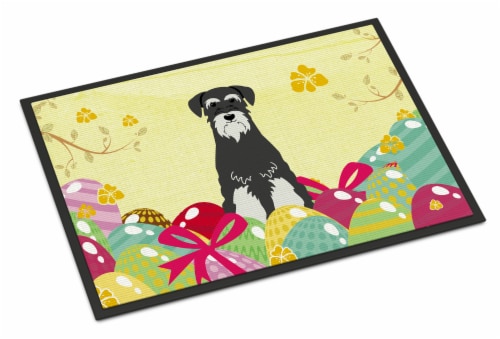 Easter Eggs Standard Schnauzer Salt and Pepper Doormat 18x27 Perspective: front