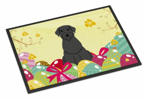 Carolines Treasures BB6066MAT Easter Eggs Giant Schnauzer Doormat 18x27 Perspective: front