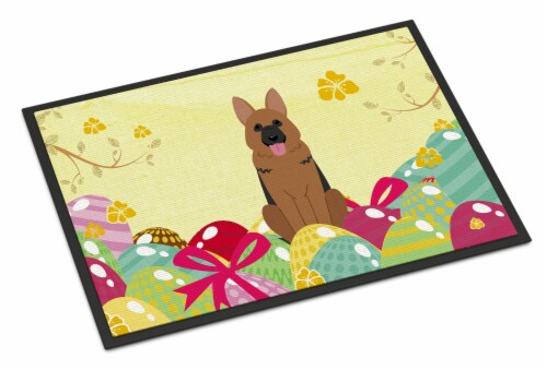 Carolines Treasures BB6067MAT Easter Eggs German Shepherd Doormat 18x27 Perspective: front