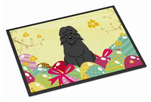 Carolines Treasures BB6074MAT Easter Eggs Bouvier des Flandres Doormat 18x27 Perspective: front