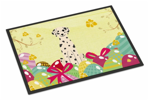 Carolines Treasures BB6097MAT Easter Eggs Dalmatian Doormat 18x27 Perspective: front