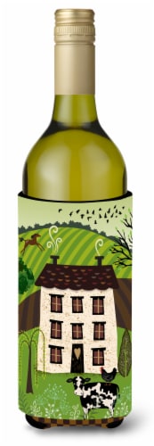 Carolines Treasures  VHA3024LITERK Folk Art Country House Wine Bottle Hugger Perspective: front
