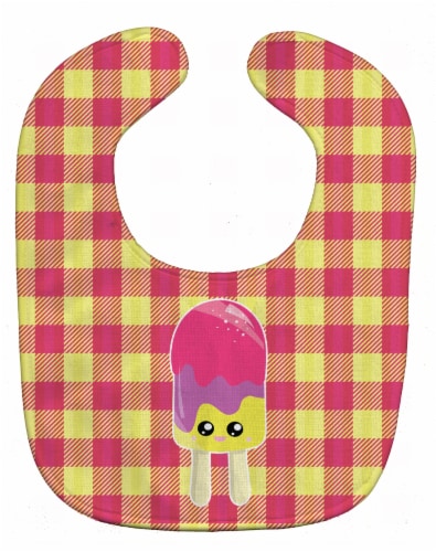 Carolines Treasures BB7068BIB Ice Pop Popsicle Face Gingham Baby Bib Perspective: front