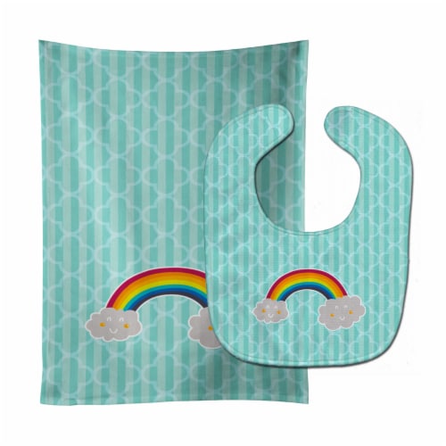 Carolines Treasures BB6789STBU Rainbow in Clouds Baby Bib & Burp Cloth Perspective: front