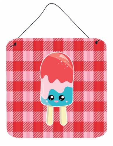 Carolines Treasures  BB7067DS66 Ice Pop Popcicle Face Gingham Wall or Door Hangi Perspective: front