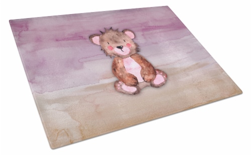 Carolines Treasures BB7441LCB Bear Cub Watercolor Glass Cutting Board Large Perspective: front