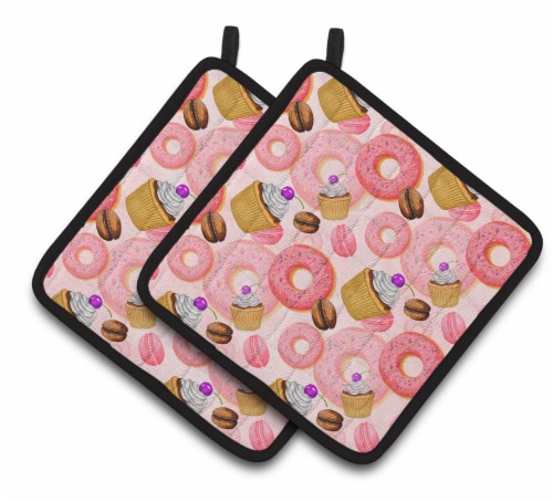 Carolines Treasures  BB7562PTHD Watercolor Sweet Pastries Pair of Pot Holders Perspective: front