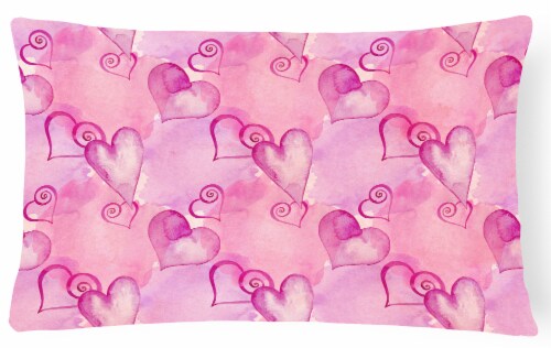 Carolines Treasures BB7564PW1216 Watercolor Hot Pink Hearts Canvas Fabric Decor Perspective: front