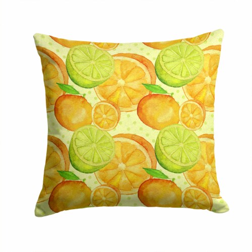 Watercolor Limes and Oranges Citrus Fabric Decorative Pillow Perspective: front