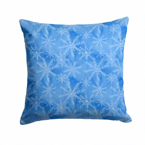 Watercolor Dark Blue Winter Snowflakes Fabric Decorative Pillow 14Hx14W Fry s Food Stores