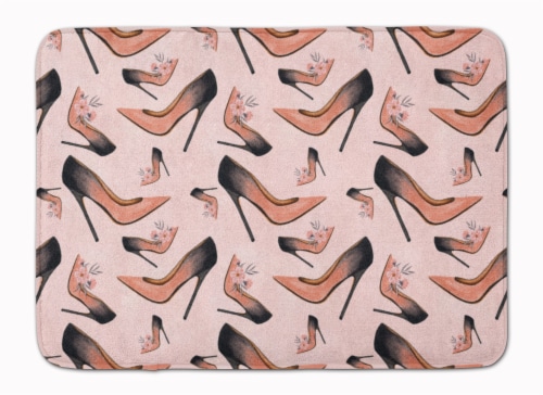 Watercolor Fashion Diva Shoes Machine Washable Memory Foam Mat Perspective: front