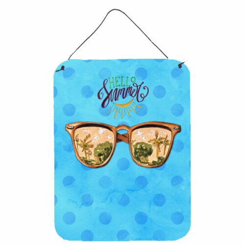 Beach Sunglasses Blue Polkadot Wall or Door Hanging Prints, Blue Perspective: front