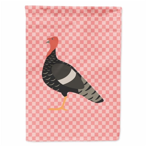 Carolines Treasures  BB7987GF Marragansett Turkey Pink Check Flag Garden Size Perspective: front