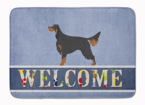 Gordon Setter Welcome Machine Washable Memory Foam Mat, Blue Perspective: front