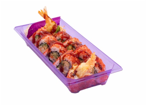 Japanese Food Express Doritos Flamin Hot Limon Shrimp Tempura Roll Perspective: front