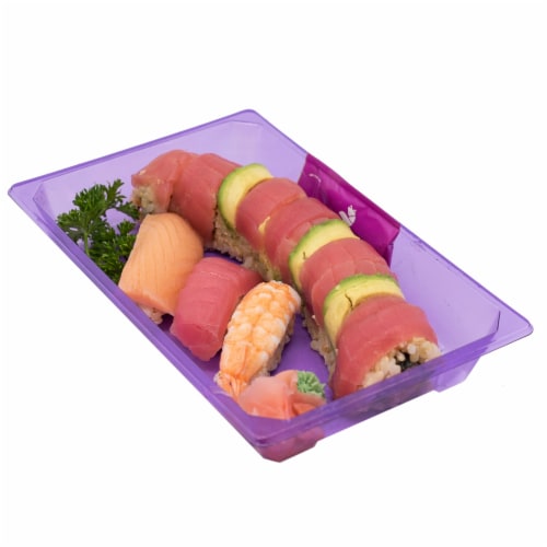 Brown Rice Dragon Salmon / Nigiri Sushi Combo Perspective: front