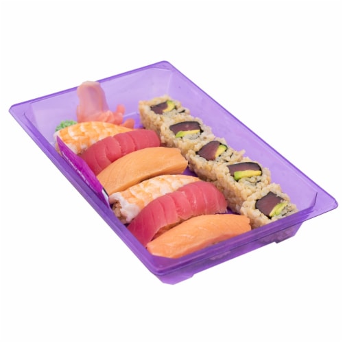 Japanese Food Express Brown Rice Fresh Salmon / Nigiri Sushi Combo Perspective: front