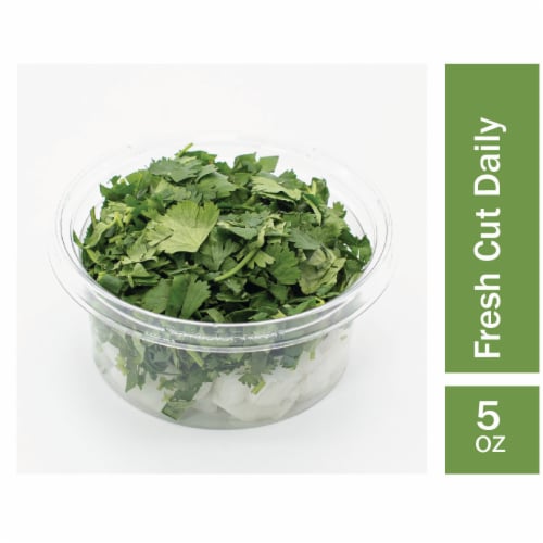 Fresh Cut Chopped Cilantro with White Onions Perspective: front