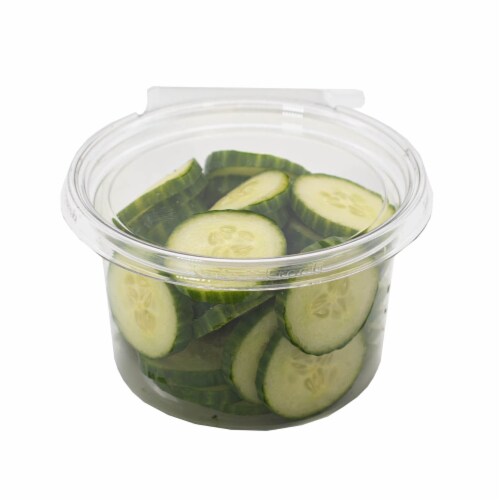 Fresh Cut Cucumber Slices Perspective: front