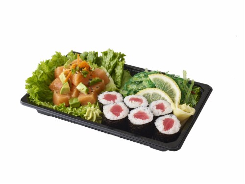 Salmon Poke and Sushi Bowl Combo Perspective: front