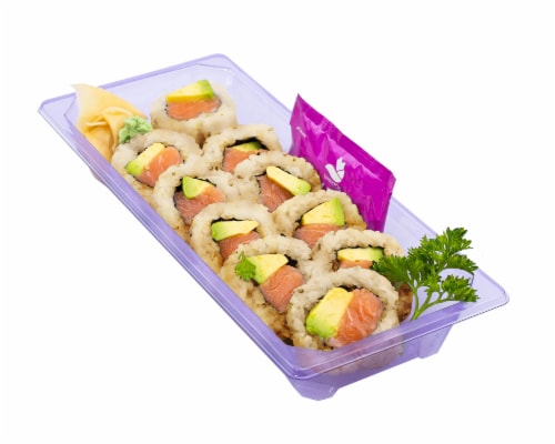 Japanese Food Express Brown Rice Fresh Sushi Roll Salmon Perspective: front