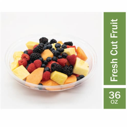 Fresh Cut Mixed Fruit Bowl with Melons and Berries Perspective: front