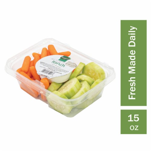 Fresh Cut Baby Carrot Cucumber & Ranch Vegetable Tray Perspective: front