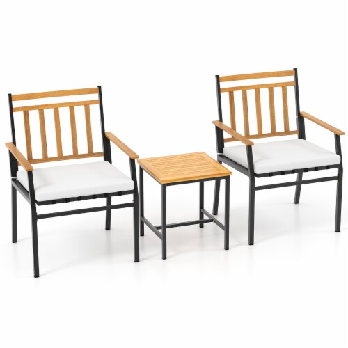 Slickblue Acacia Wood Patio Furniture Set 3 Pieces Outdoor Conversation Set Perspective: front